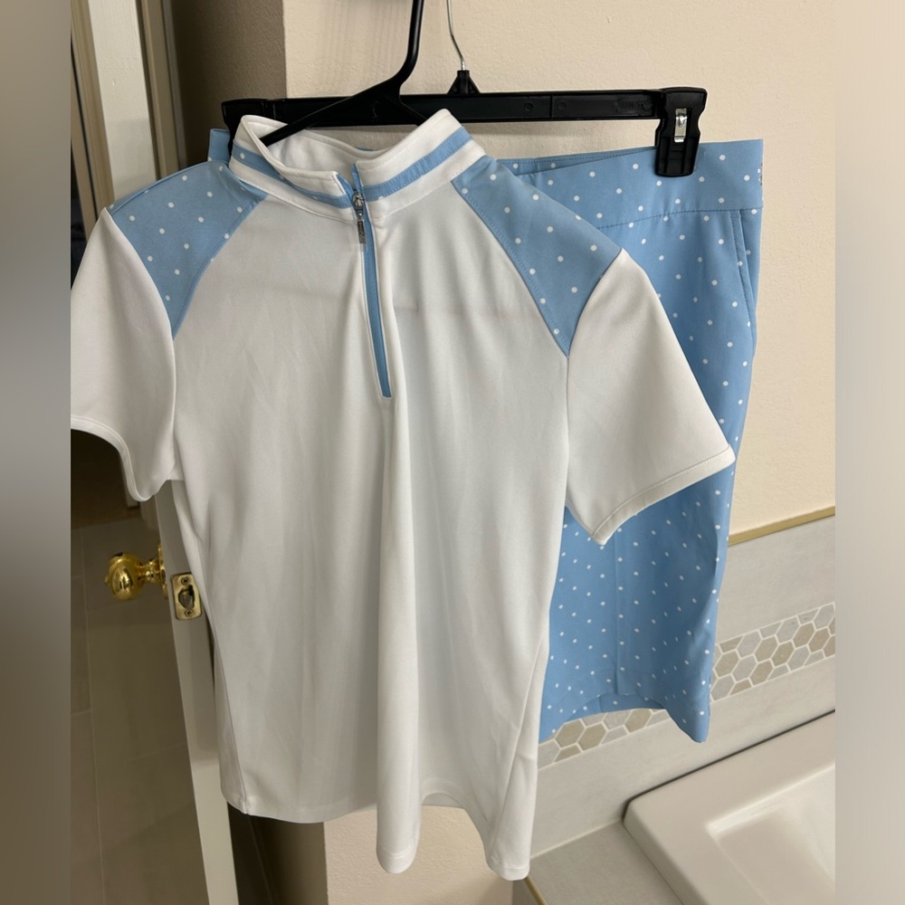 3 piece golf set: top, shorts, and skort